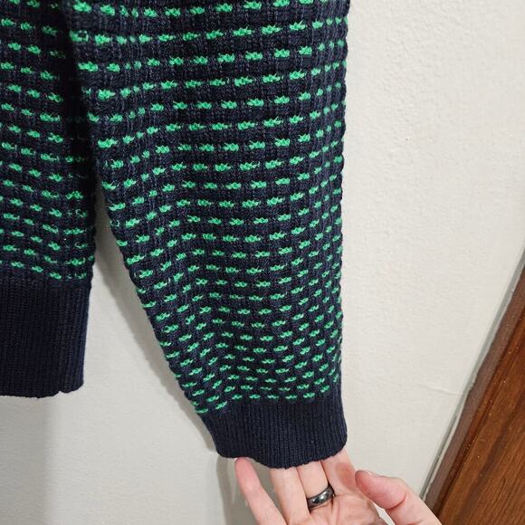 NWT! J. Crew Textured Navy/Green Turtleneck Womens Sweater. Size Large. - Picture 4 of 7